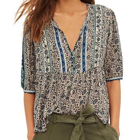 ba&sh Tops - BA&SH Tobias Floral Tie-Neck Top Size 0 / XS – Boho Flowy Festival Blouse